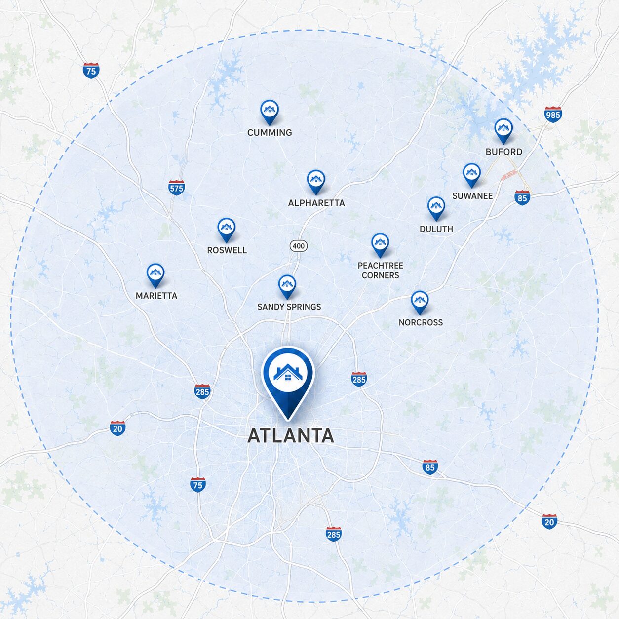 transcend-areas-served Transcend Roofing Areas Served Map